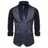 Men's Vintage Striped V Neck Double Breasted Casual Vest 49641836Z sold by Manly