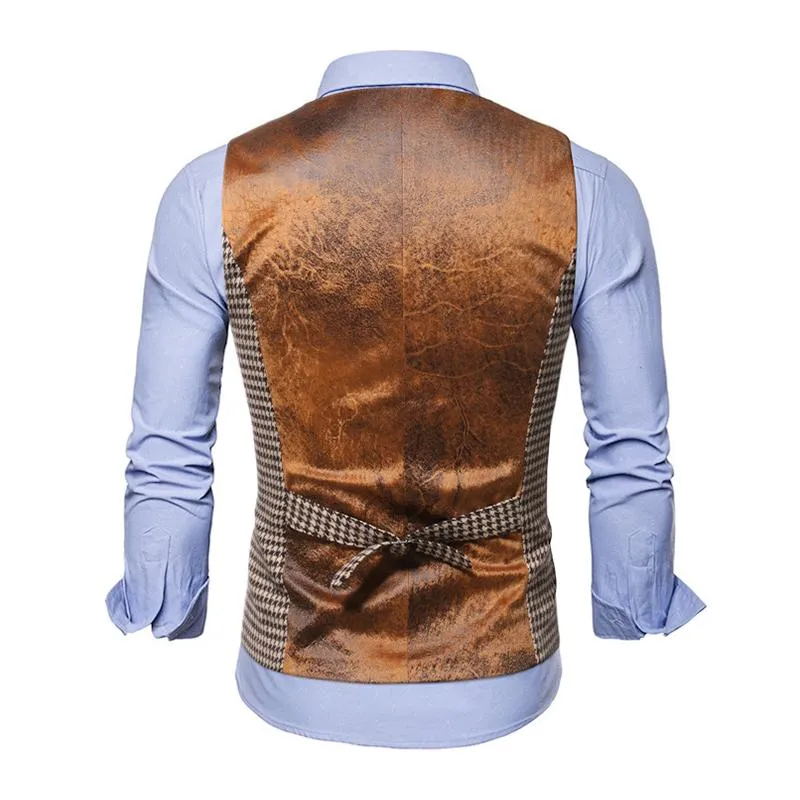 Men's Vintage Houndstooth V Neck Single Breasted Casual Vest 78986284Z sold by Manly product image thumbnail 3