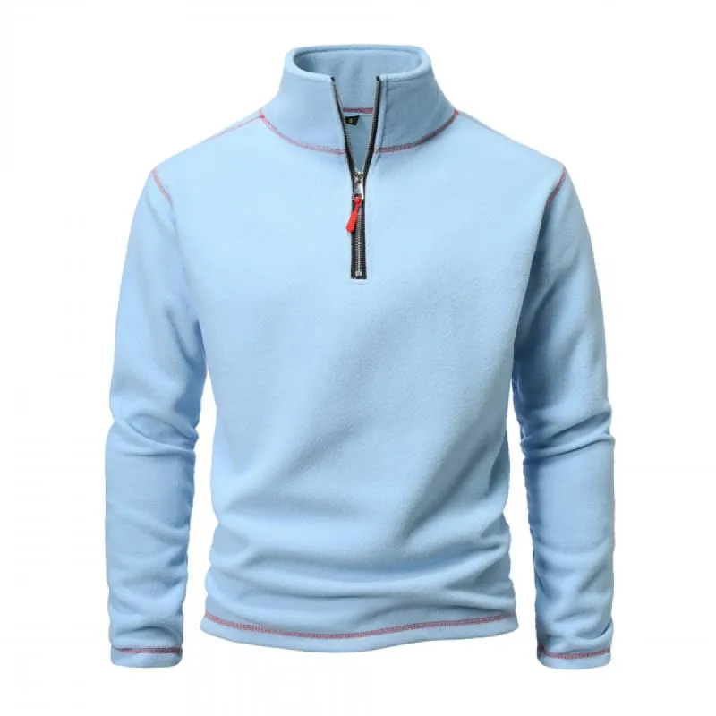 Men's Solid Color Plush Zipper Stand Collar Long Sleeve Sweatshirt 80071867Z sold by Manly
