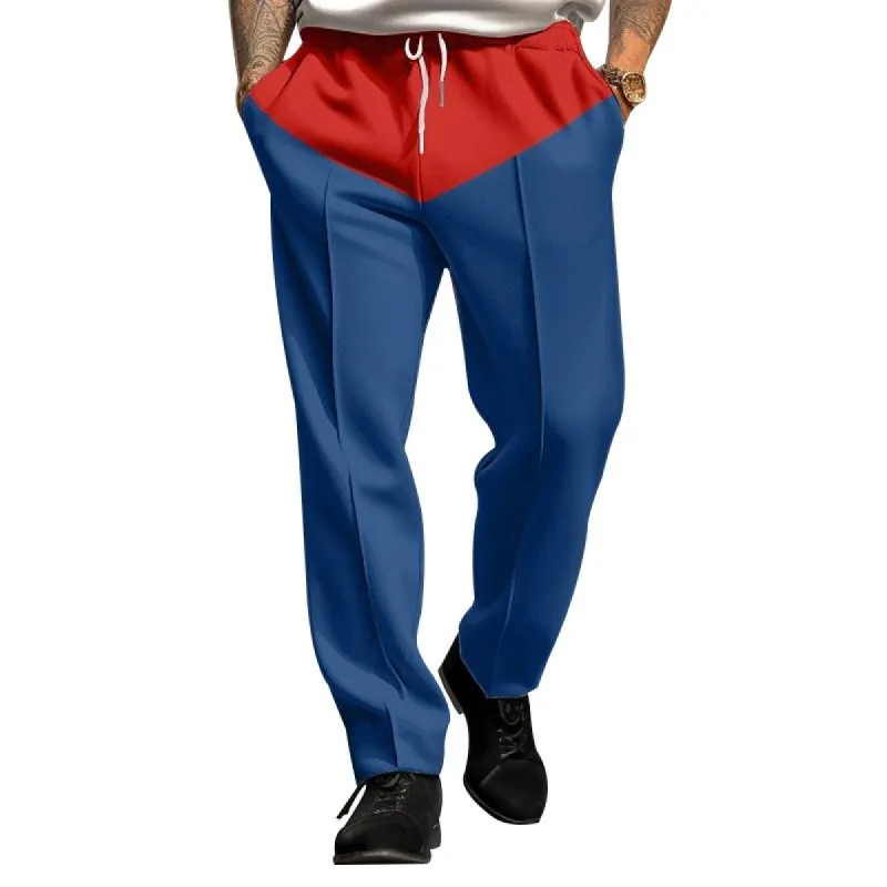 Men's Colorblock Loose Elastic Waist Straight Casual Pants 81528538Z sold by Manly