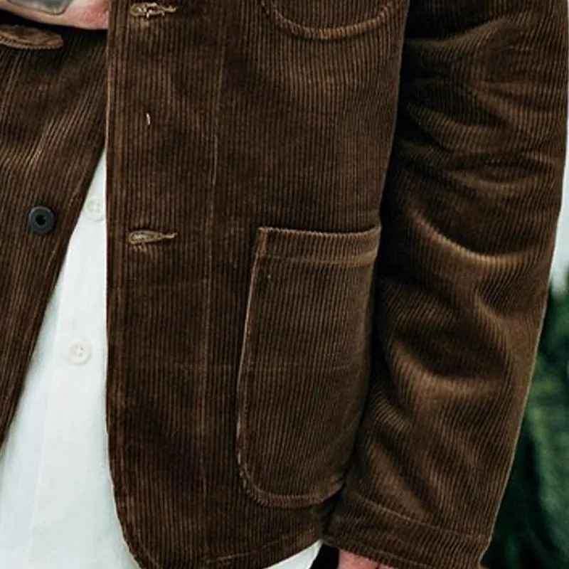 Men's Vintage Solid Color Corduroy Lapel Jacket 52495384X sold by Manly product image thumbnail 4