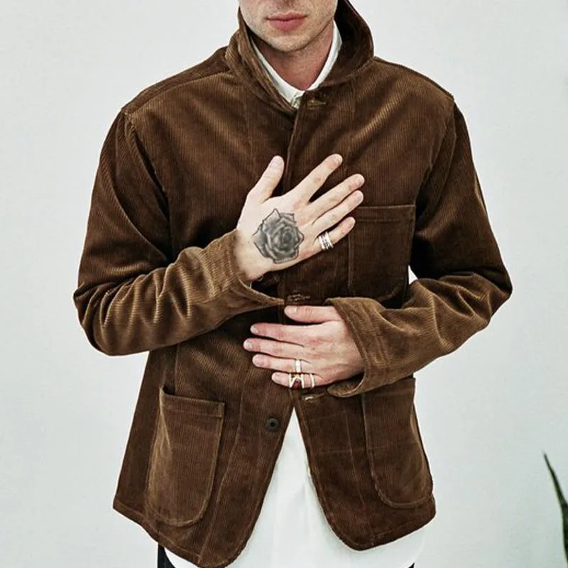 Men's Vintage Solid Color Corduroy Lapel Jacket 52495384X sold by Manly product image thumbnail 2
