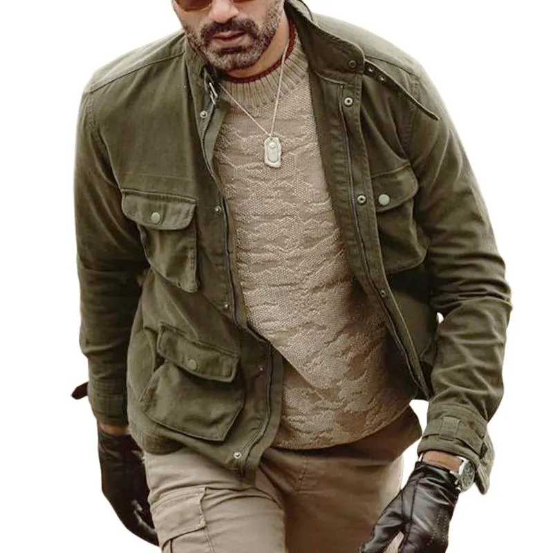 Men's Outdoor Canvas Multi-Pocket Zip Jacket 45173602X sold by Manly