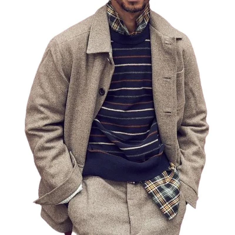 Men's Vintage Casual Twill Lapel Jacket 83806826X sold by Manly