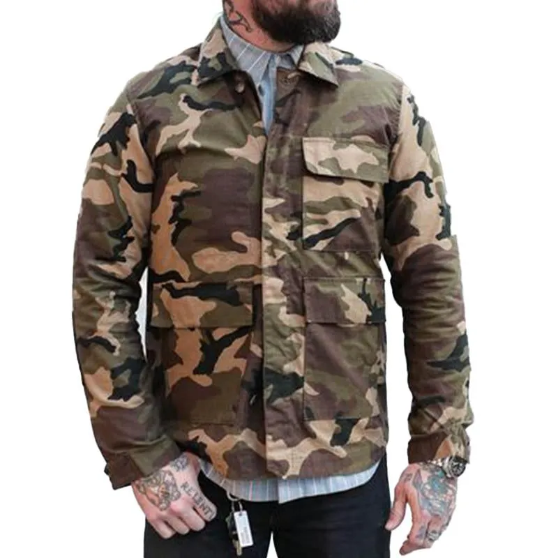 Men's Vintage Camouflage Single Breasted Lapel Jacket 14186497X sold by Manly