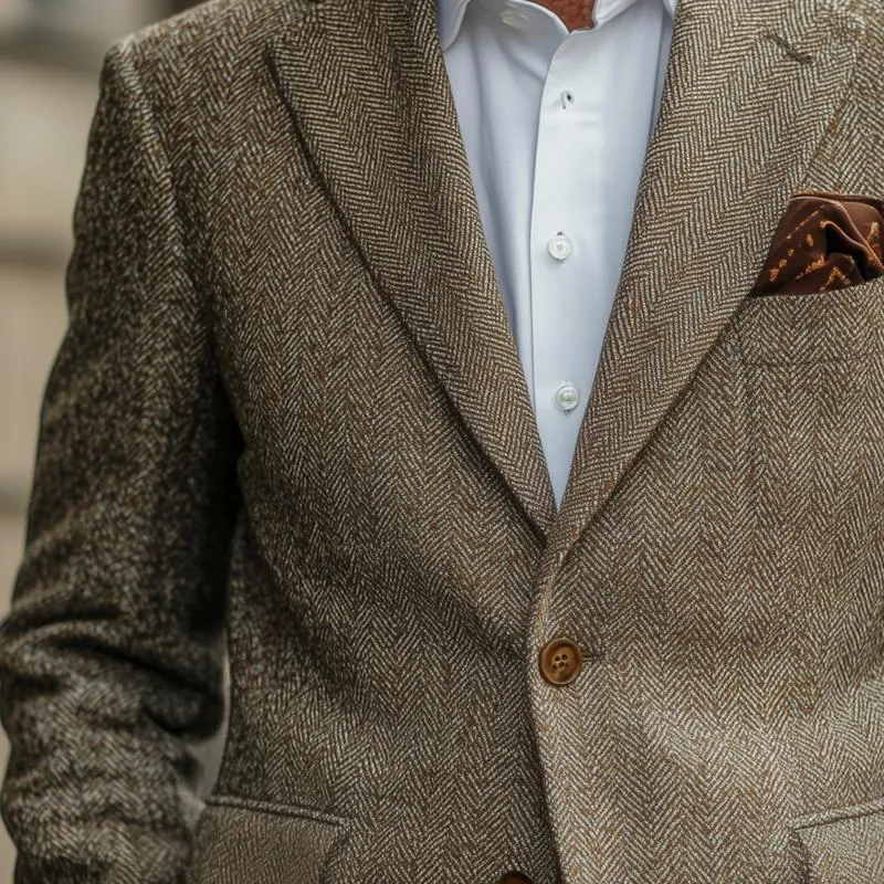 Men's Vintage Herringbone Notch Lapel Two Buttons Slim Blazer 21626763Z sold by Manly product image thumbnail 3