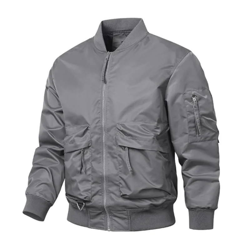 Men's Casual Baseball Collar Multi-Pocket Zipper Loose Bomber Jacket 58442080M sold by Manly