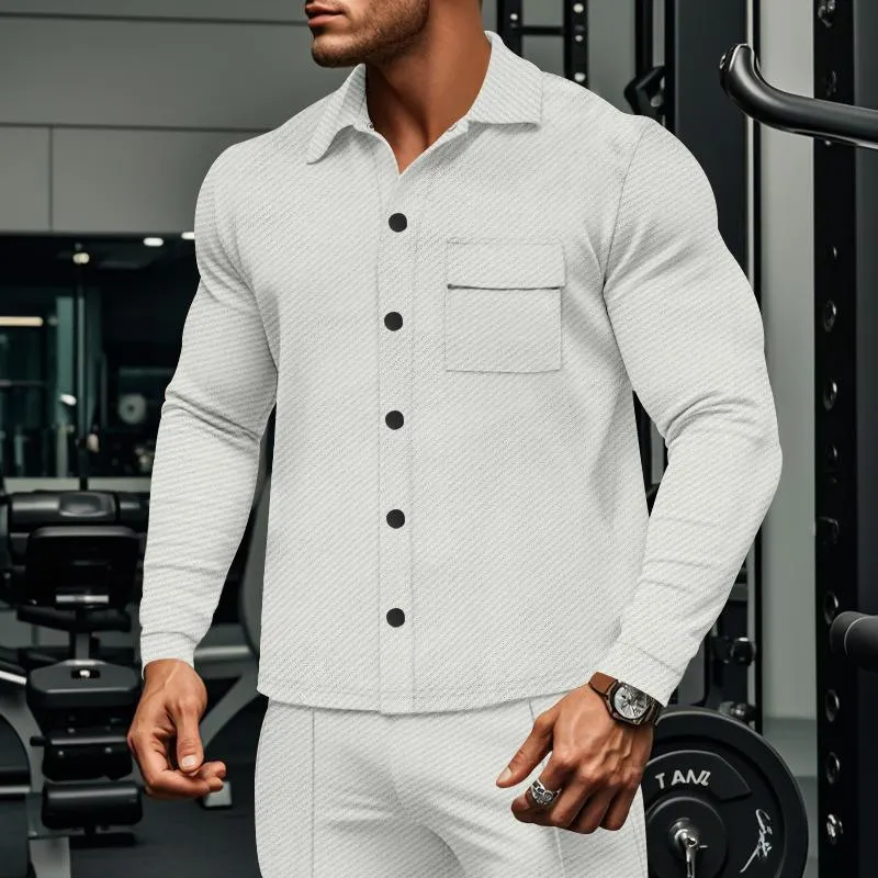 Men's Casual Twill Lapel Single Breasted Long Sleeve Shirt Jacket 81404977M sold by Manly product image thumbnail 4