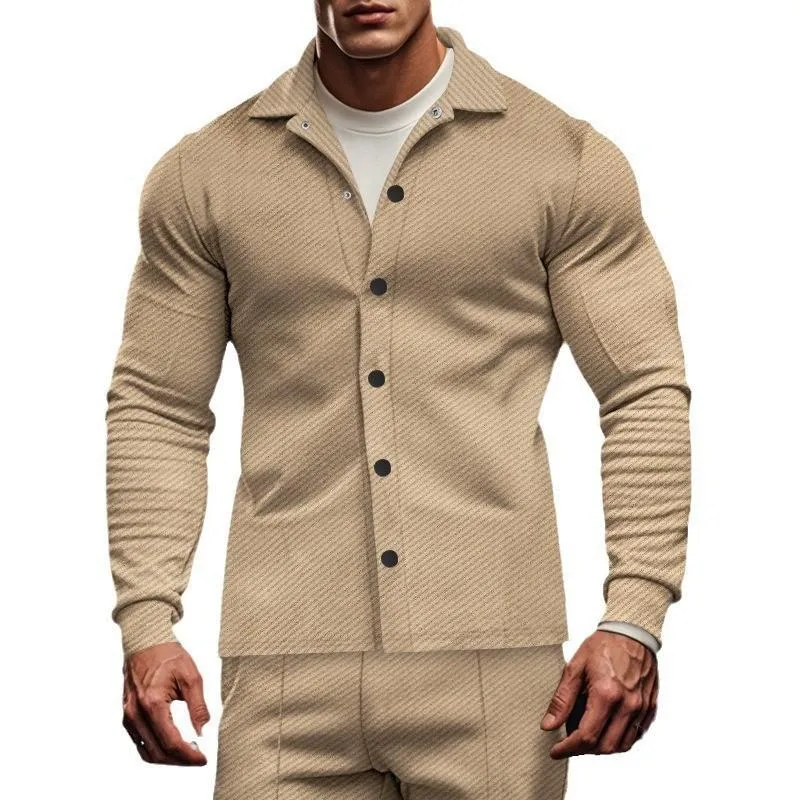 Men's Casual Twill Lapel Single Breasted Long Sleeve Shirt Jacket 81404977M sold by Manly