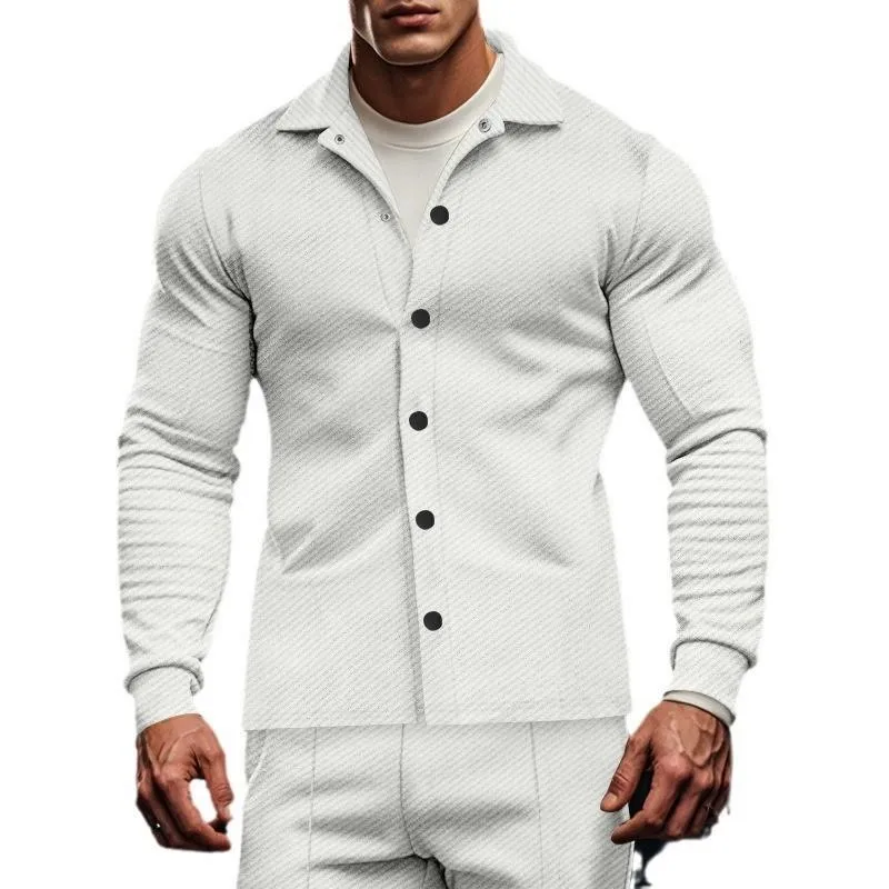 Men's Casual Twill Lapel Single Breasted Long Sleeve Shirt Jacket 81404977M sold by Manly product image thumbnail 3
