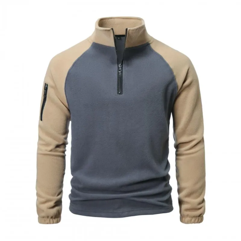 Men's Casual Outdoor Zipper Half Turtleneck Patchwork Fleece Sweatshirt 76829925M sold by Manly