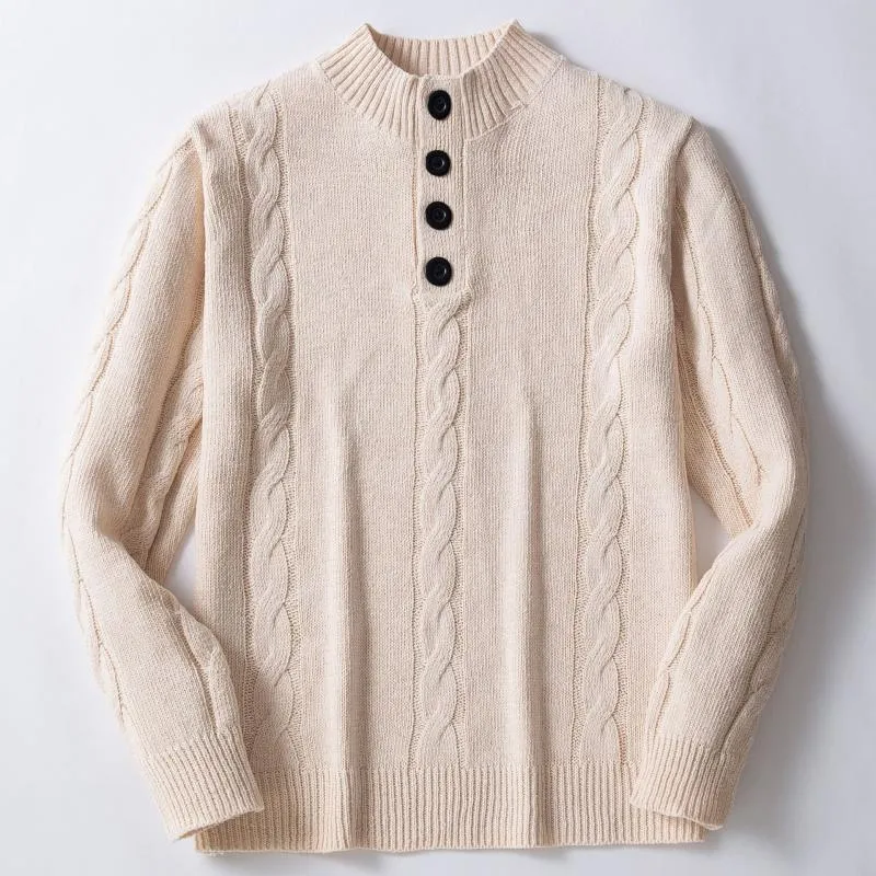 Men's Casual Button Stand Collar Cable Knit Pullover Sweater 01011078M sold by Manly product image thumbnail 3