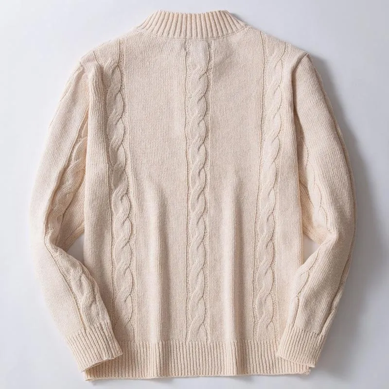 Men's Casual Button Stand Collar Cable Knit Pullover Sweater 01011078M sold by Manly product image thumbnail 4