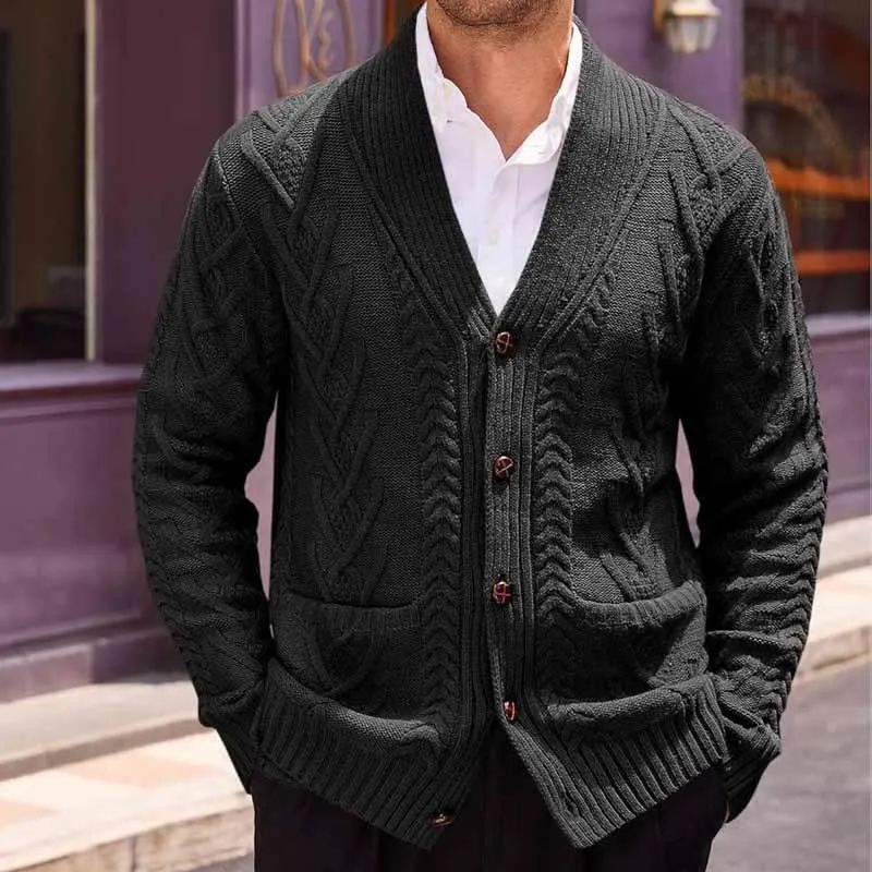 Men's Vintage Cable-knit Single-breasted Loose Knit Cardigan 67227525M sold by Manly product image thumbnail 5