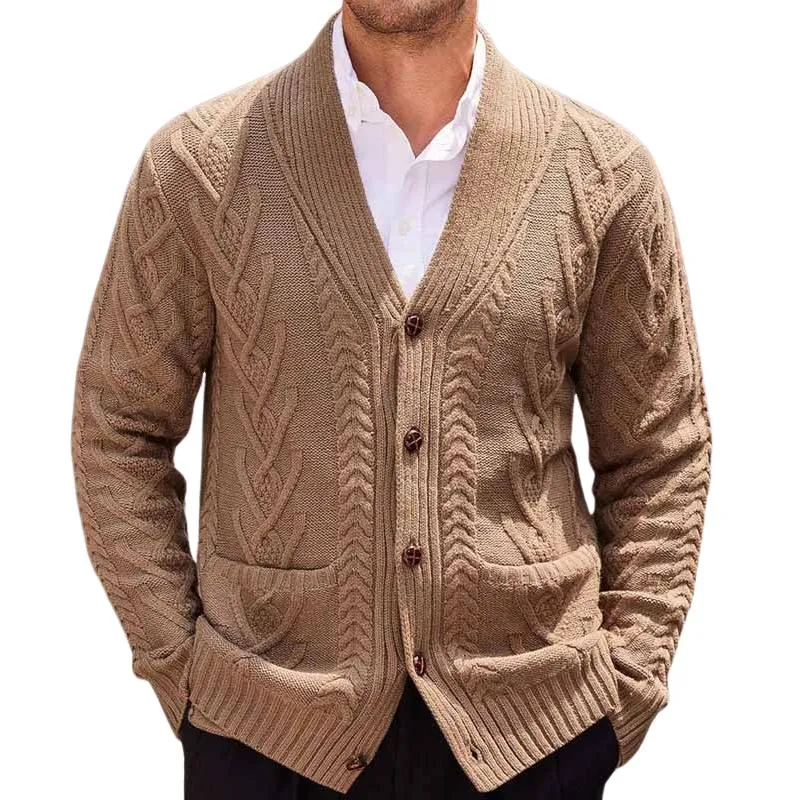 Men's Vintage Cable-knit Single-breasted Loose Knit Cardigan 67227525M sold by Manly