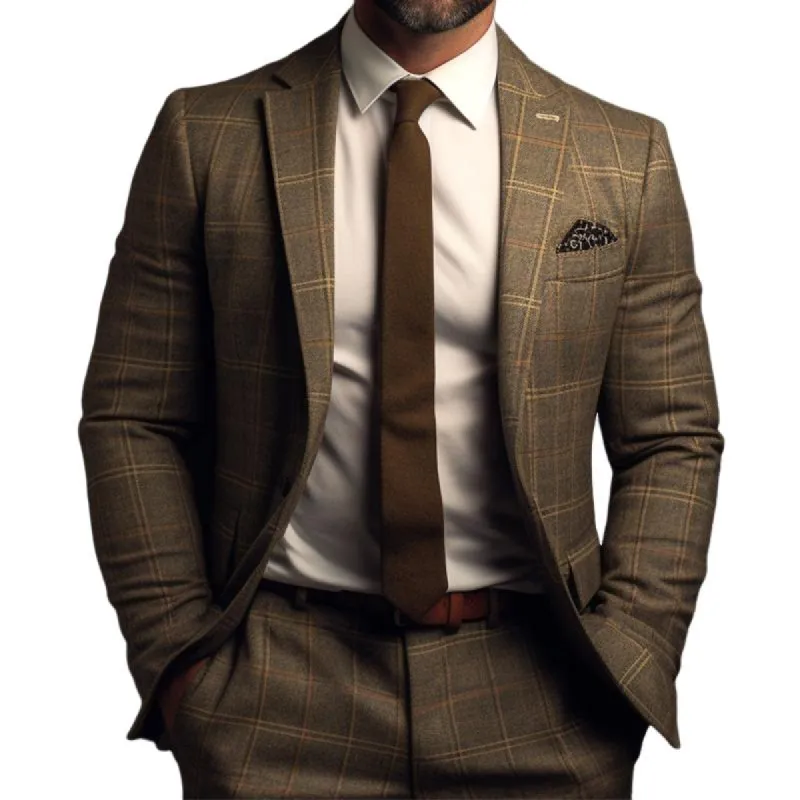 Men's Retro Casual Check Print Pocket Blazer 51373197TO sold by Manly
