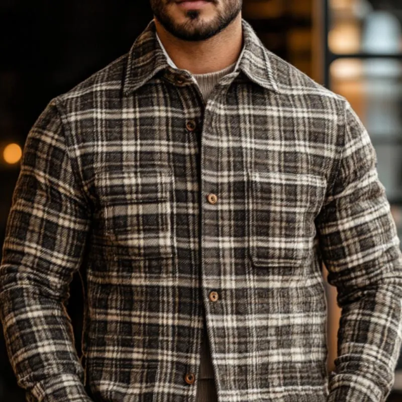 Men's Vintage Flannel Check Printed Pocket Overshirt Jacket 69399802Y sold by Manly product image thumbnail 2