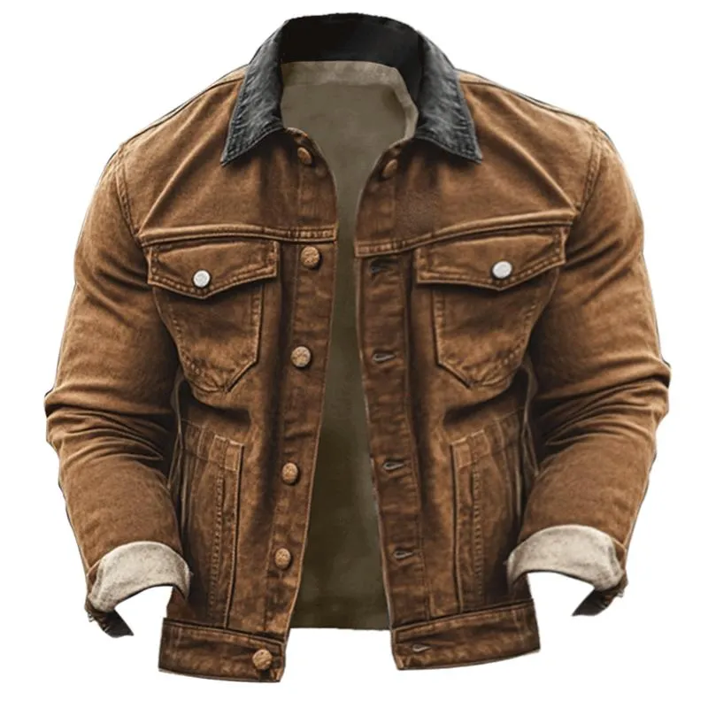 Men's Colorblock Lapel Multi-Pocket Cargo Jacket 30633848Y sold by Manly product image thumbnail 3