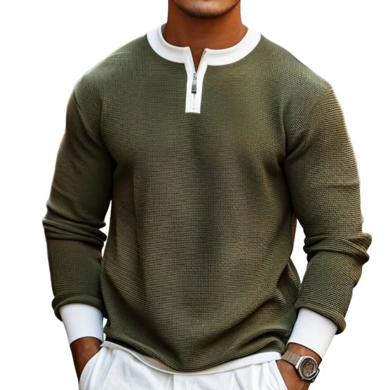 Men's Colorblock Zipper Crewneck Casual Sweater 95440001Y sold by Manly