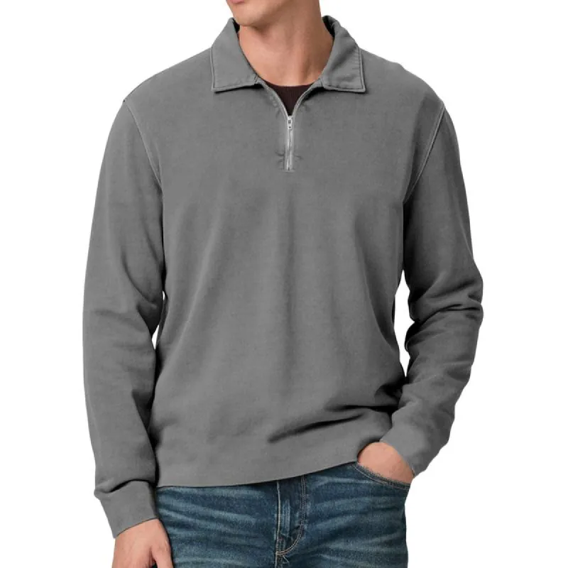Men's Solid Color Zipper Lapel Long Sleeve Sweatshirt 09931559Y sold by Manly
