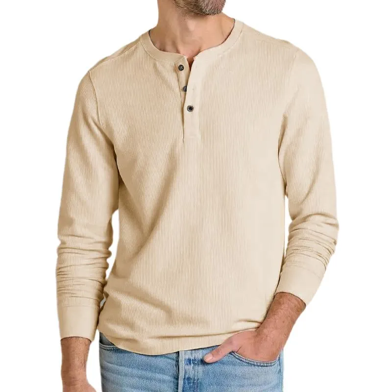 Men's Solid Color Henley Collar Long Sleeve Sweatshirt 29029887Y sold by Manly product image thumbnail 4