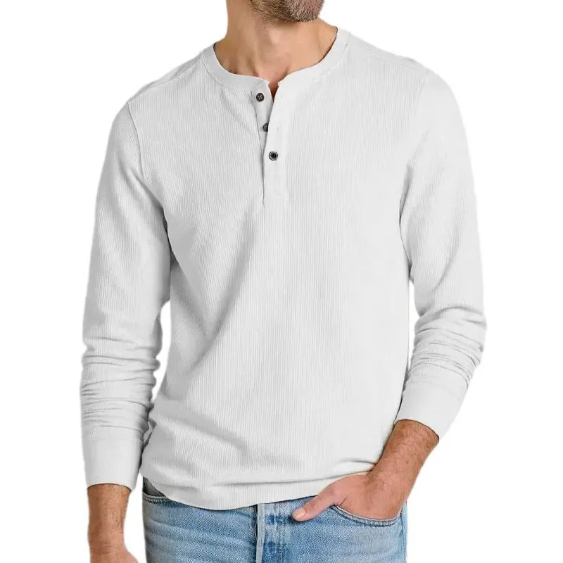 Men's Solid Color Henley Collar Long Sleeve Sweatshirt 29029887Y sold by Manly product image thumbnail 5