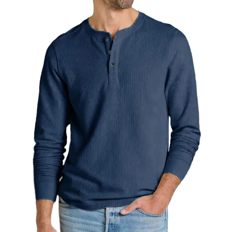 Men's Solid Color Henley Collar Long Sleeve Sweatshirt 29029887Y sold by Manly product image thumbnail 3