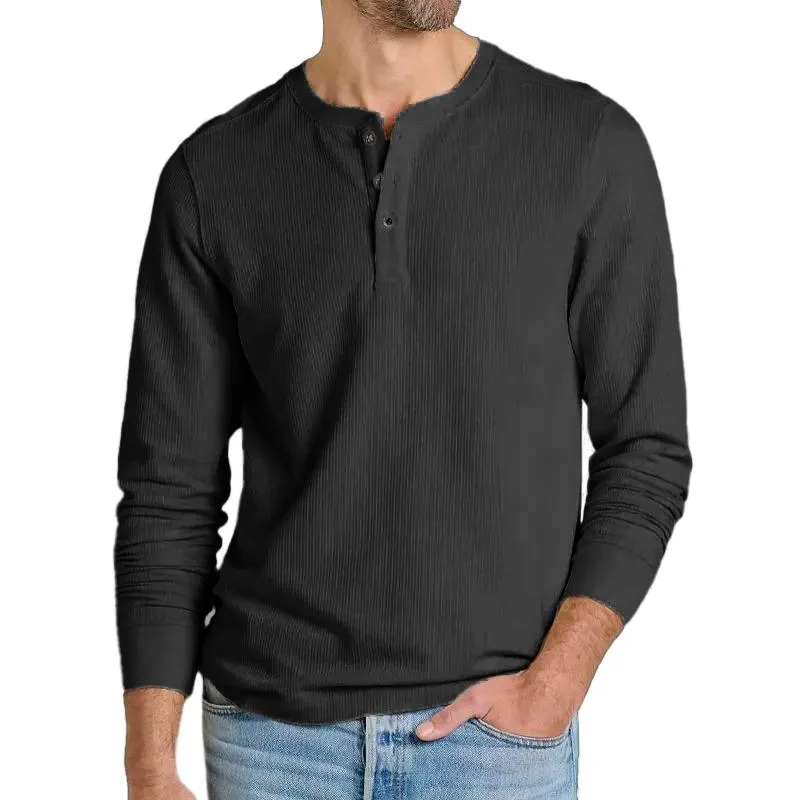 Men's Solid Color Henley Collar Long Sleeve Sweatshirt 29029887Y sold by Manly