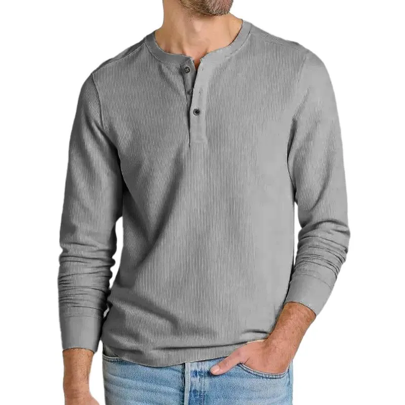 Men's Solid Color Henley Collar Long Sleeve Sweatshirt 29029887Y sold by Manly product image thumbnail 2