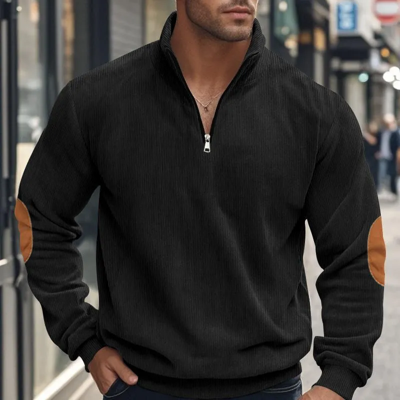 Men's Corduroy Colorblock Stand Collar Half Zip Long Sleeve Sweatshirt 36164117Y sold by Manly product image thumbnail 2