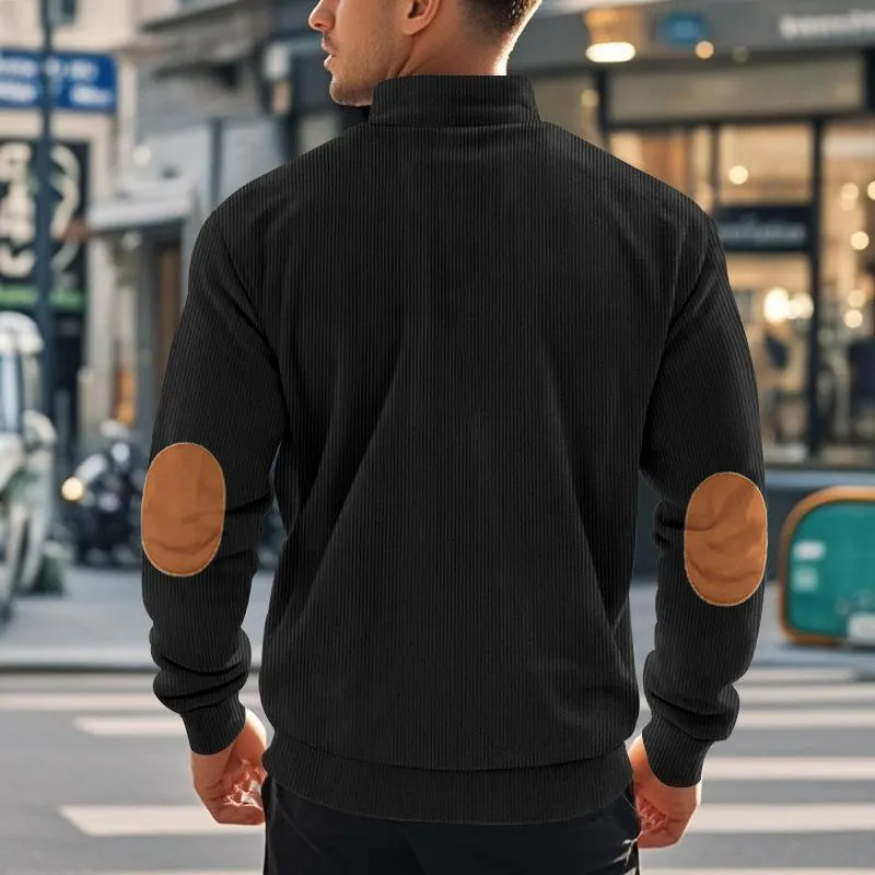 Men's Corduroy Colorblock Stand Collar Half Zip Long Sleeve Sweatshirt 36164117Y sold by Manly product image thumbnail 4