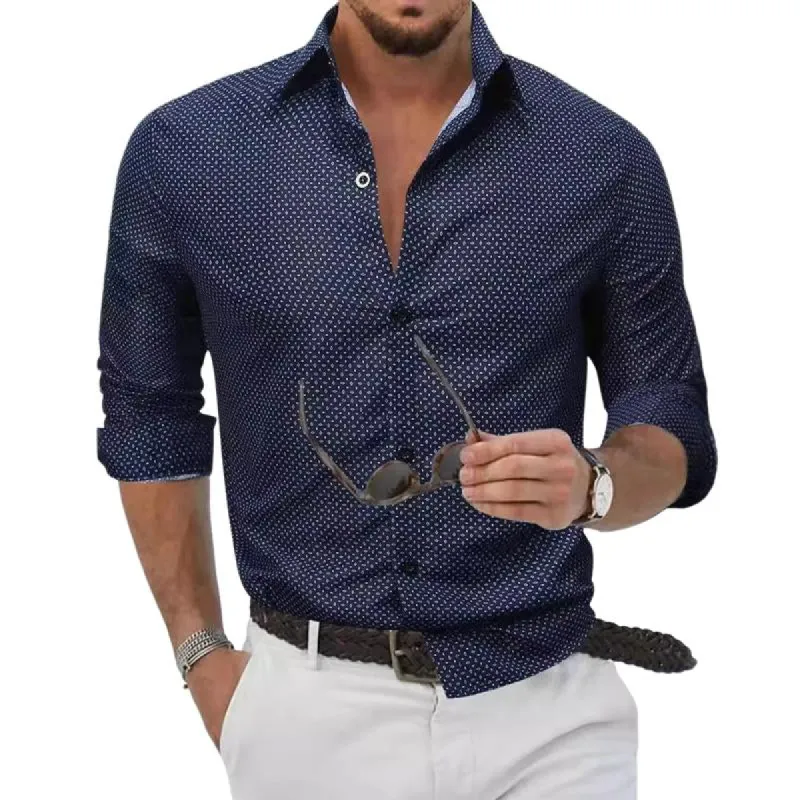 Men's Printed Casual Lapel Long Sleeve Shirt 24899889X sold by Manly