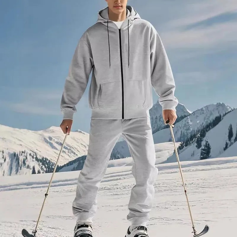 Men's Zippered Thickened Hooded Sweatshirt and Sweatpants Set 65640594X sold by Manly product image thumbnail 2