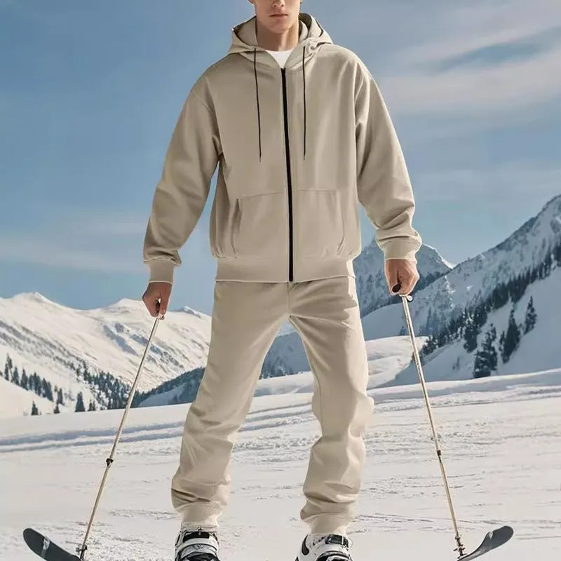 Men's Zippered Thickened Hooded Sweatshirt and Sweatpants Set 65640594X sold by Manly product image thumbnail 5