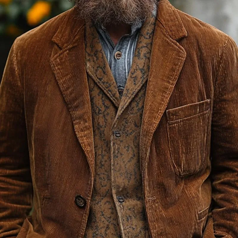 Men's Vintage Solid Color Corduroy Two Buttons Loose Blazer 43180448Z sold by Manly product image thumbnail 3