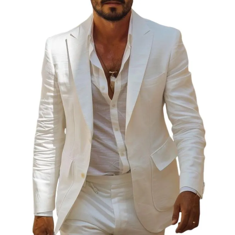 Men's Fashion Solid Color Peak Lapel Two Buttons Casual Blazer 77036041Z sold by Manly