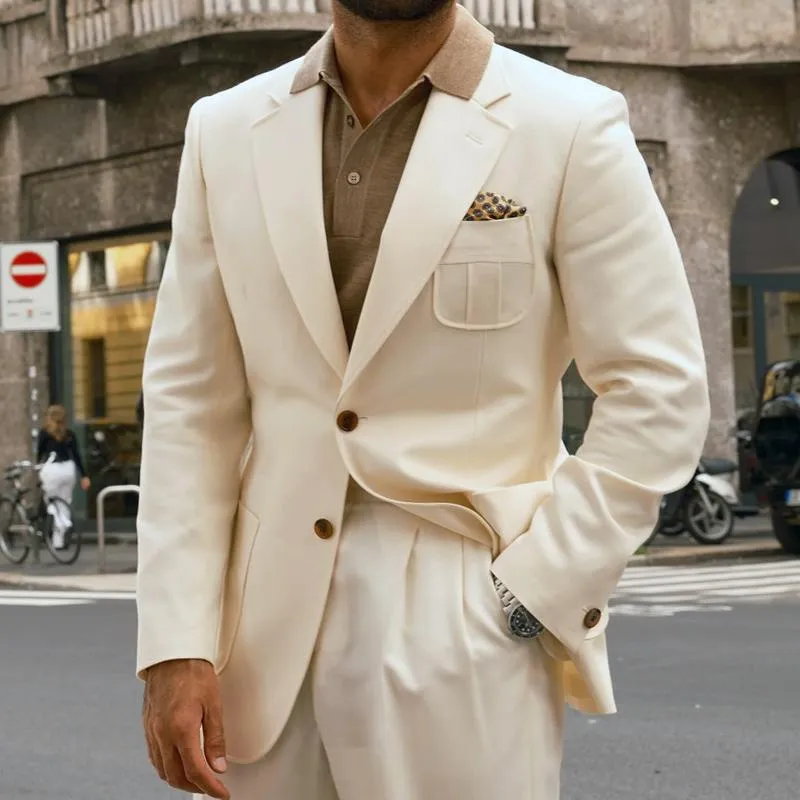 Men's Solid Color Notch Lapel Two Buttons Casual Blazer 71927184Z sold by Manly product image thumbnail 3