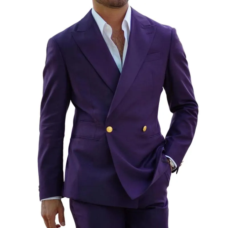 Men's Fashion Solid Color Peak Lapel Two Buttons Casual Blazer 04721323Z sold by Manly