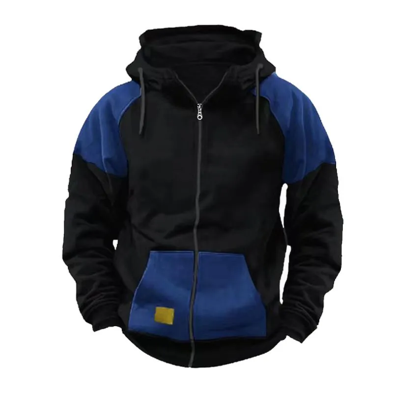 Men's Colorblock Hooded Pockets Zipper Sweatshirt 78660767Z sold by Manly
