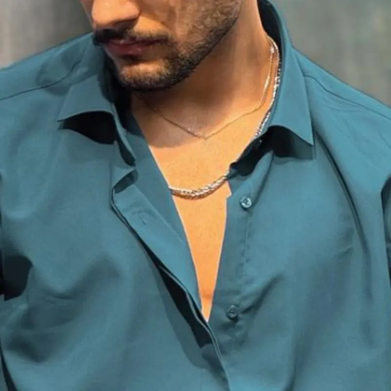 Men's Retro Casual Solid Color Lapel Long Sleeve Shirt 61700721TO sold by Manly product image thumbnail 3