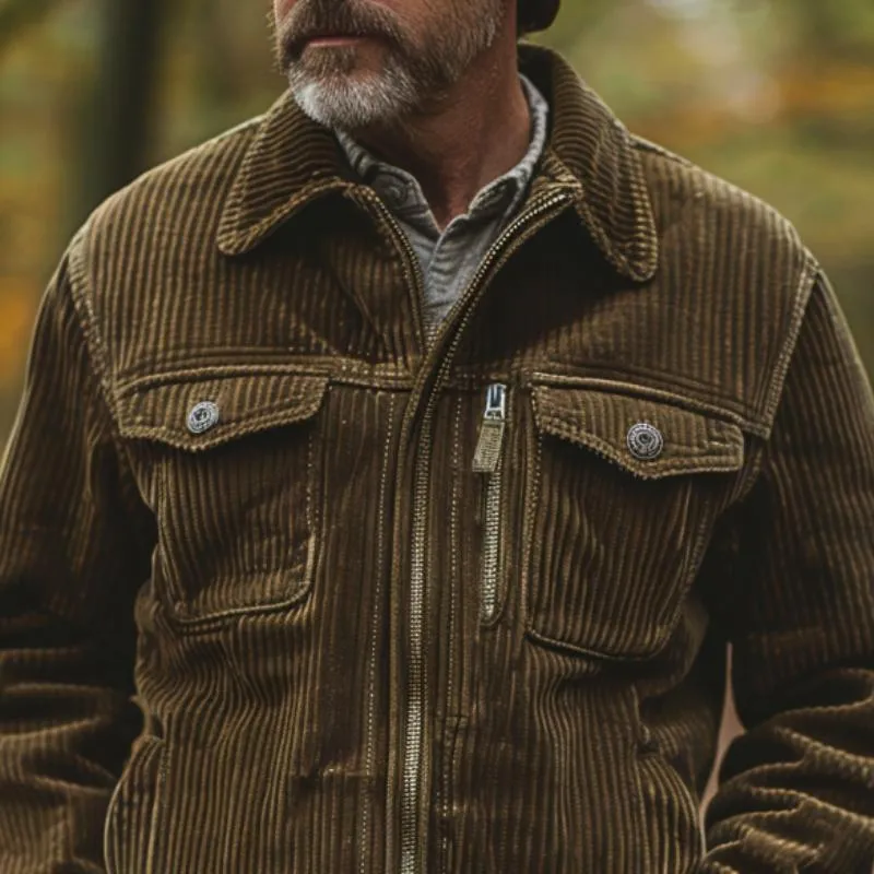 Men's Corduroy Zip-Up With Multiple Pockets Jacket 60145438Y sold by Manly product image thumbnail 2