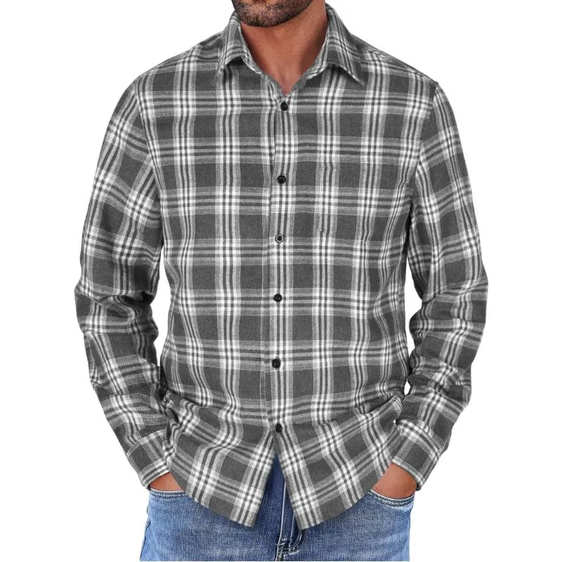 Men's Casual Plaid Long Sleeve Shirt 36586352Y sold by Manly
