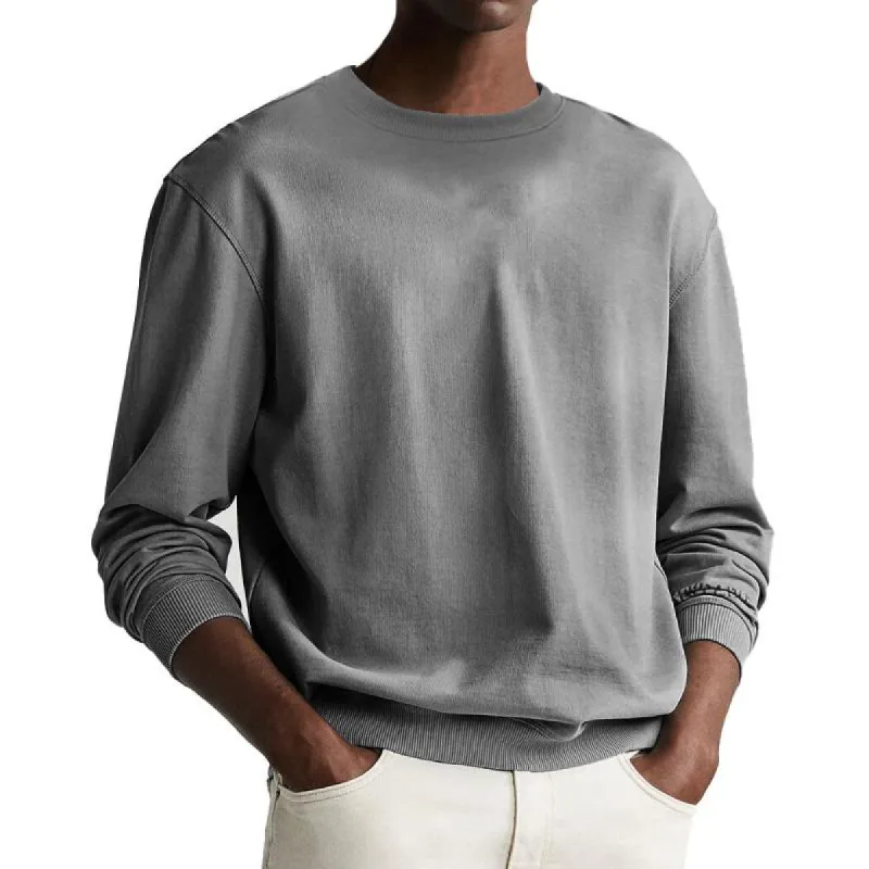 Men's Solid Color Round Neck Long Sleeve Sweatshirt 67619707Y sold by Manly