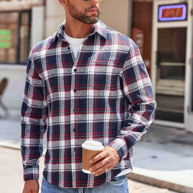 Men's Casual Plaid Long Sleeve Shirt 35428060Y sold by Manly product image thumbnail 3