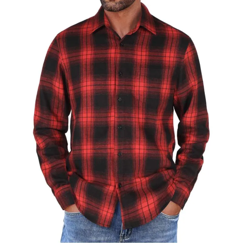 Men's Casual Plaid Long Sleeve Shirt 00071845Y sold by Manly