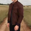 Men's Casual Outdoor Suede Stand Collar Zipper Slim Fit Jacket 80423466M sold by Manly