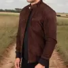 Men's Casual Outdoor Suede Stand Collar Zipper Slim Fit Jacket 80423466M sold by Manly