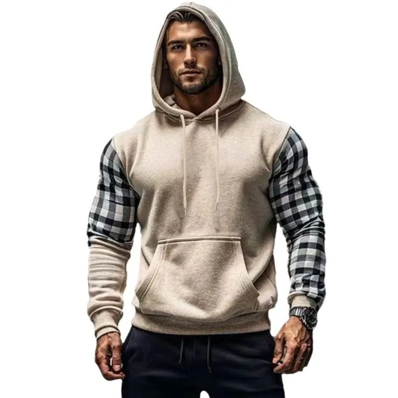 Men's Vintage Colorblock Loose Long Sleeve Kangaroo Pocket Hoodie 99326570M sold by Manly