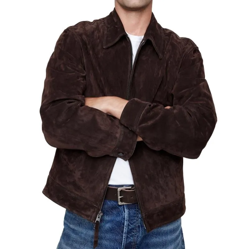 Men's Vintage Suede Lapel Zipper Slim Fit Jacket 45054452M sold by Manly
