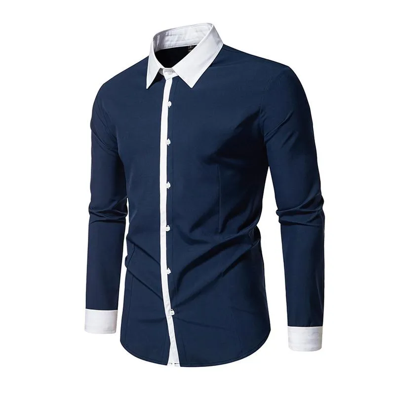 Men's Fashion Colorblock Patchwork Lapel Slim Fit Long Sleeve Shirt 34804991M sold by Manly product image thumbnail 5